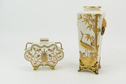 Royal Worcester Crane Decorated Vase