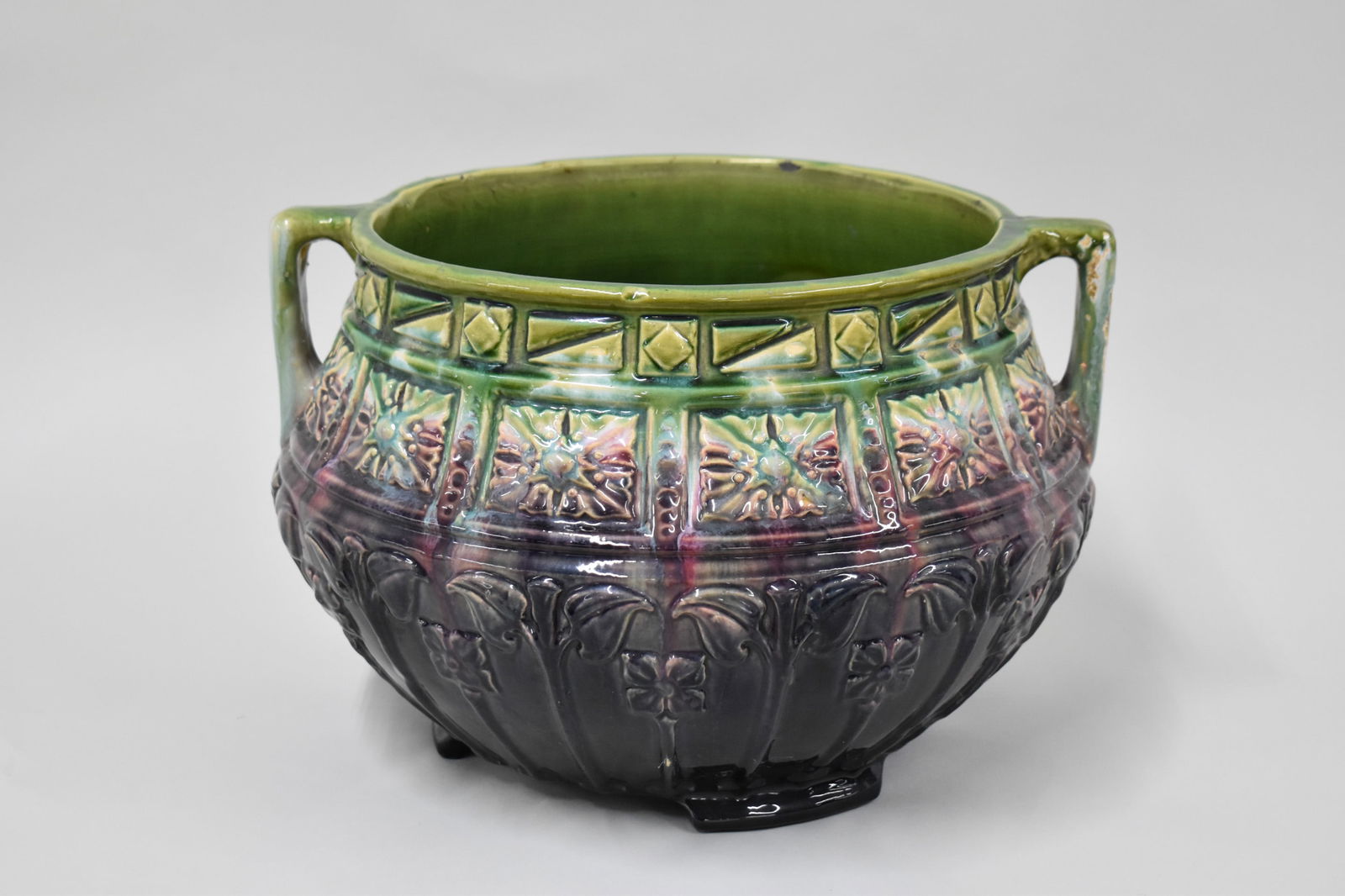 Large Majolica Double Handled Jardiniere (1 of 10)
