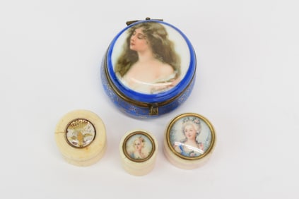 Group of Three Assorted Miniature Portrait Vanity Jars