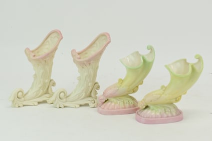 Two Pairs of Royal Worcester Cornucopia Vases