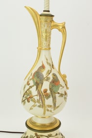 Royal Worcester Porcelain Gilt Decorated Ewer Mounted as a Lamp