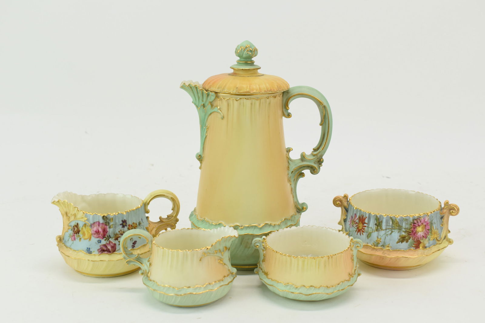 Royal Worcester Aqua Colored Pitcher, Creamer & Sugar Set (1 of 12)