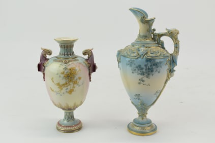 Royal Worcester Blue Floral Decorated Pitcher 1742