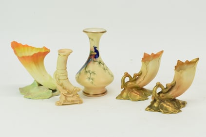 Pair of Royal Worcester Floral Vases
