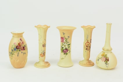 Pair of Royal Worcester Floral Decorated Vases