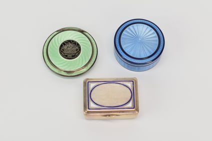 Tiffany & Co Sterling Silver Blue Enamel Dresser Jar