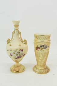 Royal Worcester Double Handled Floral Decorated Vase
