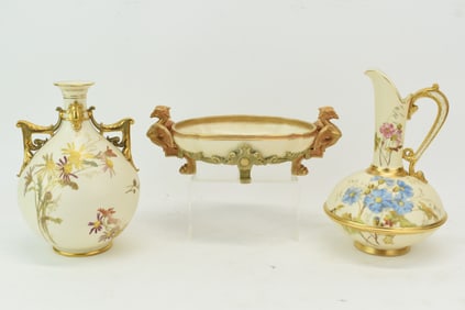 Royal Worcester Floral Decorated Ewer