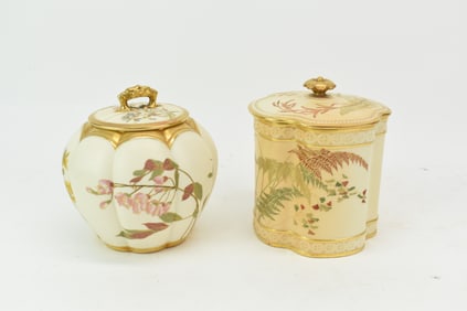 Royal Worcester Floral Decorated Tea Caddy