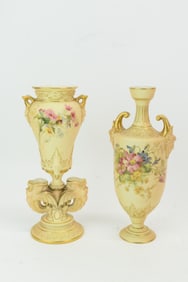 Two Royal Worcester Floral Decorated Vase