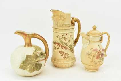 Royal Worcester Floral and Foliate Decorated Pitcher