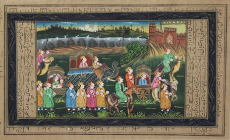 Mughal Emperor Procession Miniature Painting