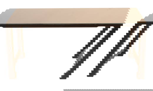 Chinese Style Black Painted Low Table: Chinese Style Black Painted Low Tablewith glass top.Some wear.17 x 40 x 19 in. (43.2 x 101.6 x 48.3 cm.)