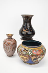 Three Assorted Asian Cloisonné Table Articles