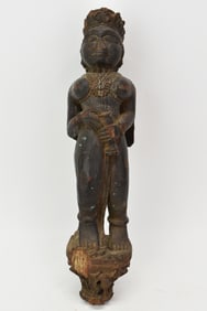 Antique Wooden Carved Architectural Figure of Deity