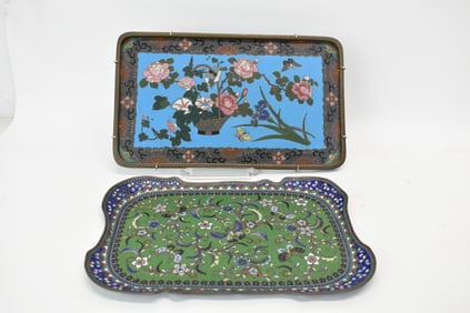 Asian Cloisonné Butterfly Decorated Tray