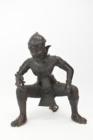 Asian Bronze Statue of Temple Guardian