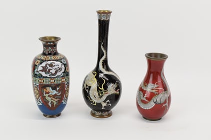 Group of Three Cloisonne Vases