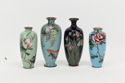 Group of Four Cloisonne Vases