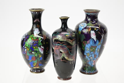 Group of Three Assorted Asian Cloisonné Vases