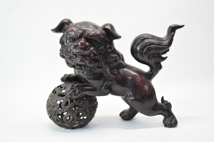 Asian Patinated Metal Fu Dog