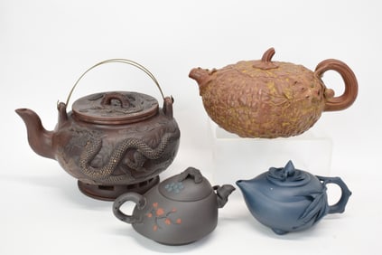 Group of Four Assorted Chinese Tea Pots