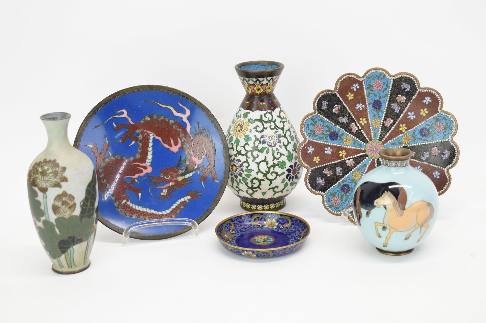 Group of Six Asian Cloisonne Table Articles (1 of 14)