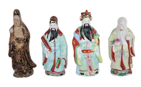 Three Chinese Porcelain Figures of Wise Men