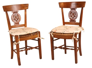 Pair of French Provincial Style Fruitwood Side Chairs