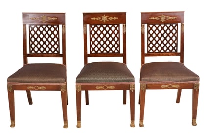 Three Directoire Style Ormolu-Mounted Mahogany Side Chairs