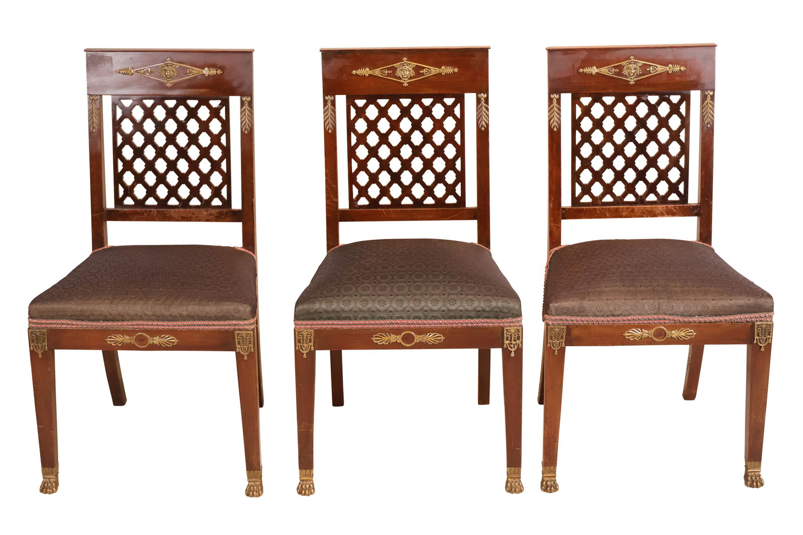 Three Directoire Style Ormolu-Mounted Mahogany Side Chairs (1 of 12)