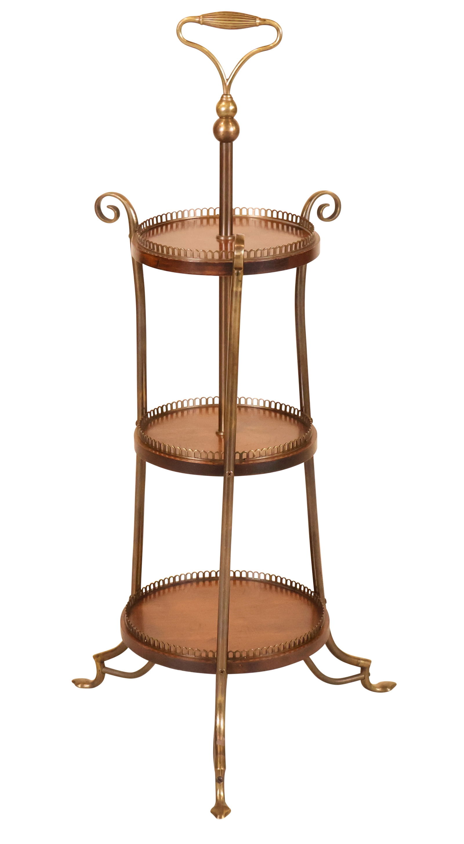 Art Nouveau Three Tier Brass Gallery Muffin Stand (1 of 13)