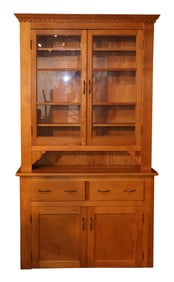 Stained Pine Step-Back Cupboard