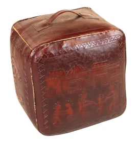 Embossed Leather Ottoman