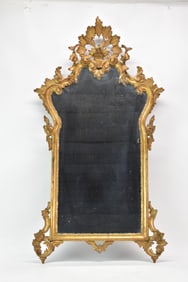 Antique Rococo Style Parcel Gilt Hanging Wall Mirror