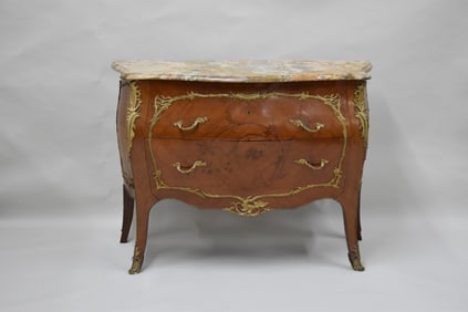 Louis XVI Style Marble Top Bombay Commode