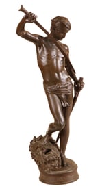 Marius-Jean-Antonin Mercie, French 1845-1916, David Apres Le Combat (David after the Battle), Bronze