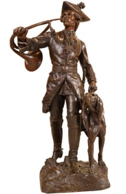 Hippolyte François Moreau, French 1832-1927, Piqueur Au Relais, Bronze