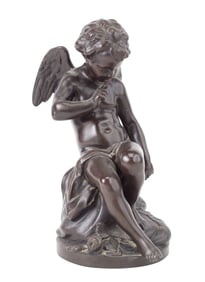 Seated Cherub, Cast and Patinated Bronze