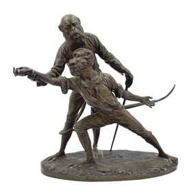Henri-Emile Allouard, French 1844-1929, Le Maitre D'Armes, Patinated Bronze