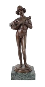 Paul (1829) Dubois, French 1829-1905, The Florentine Singer, Bronze Sculpture