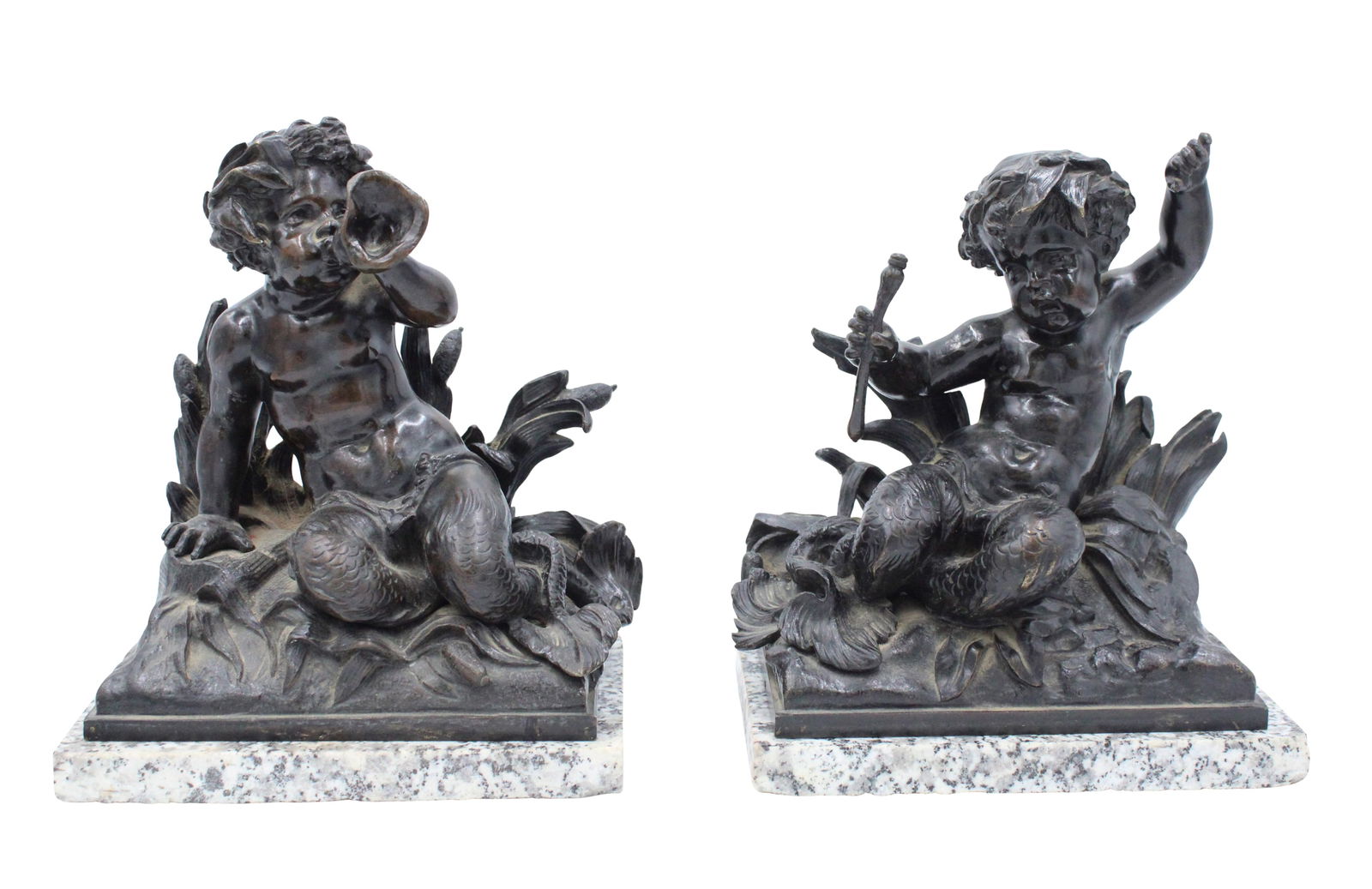Two Satyrs, Silvered Bronze Sculptures (1 of 6)