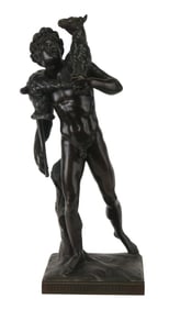 Faun Carrying a Kid, Bronze Sculpture