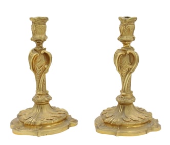 Pair of Louis XV Gilt Bronze Candlesticks