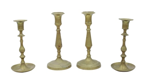 Two Pairs of Brass Candlesticks