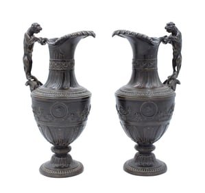 Pair of Louis XIV Bronze Ewers
