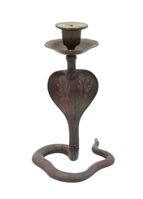Cobra Snake Form Brass Candleholder