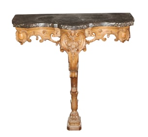 Regence Carved Fruitwood Marble Top Console Table