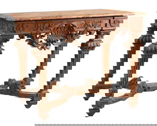 Regence Carved Oak Marble Top Pier Table