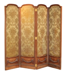 Louis XVI Carved Walnut Four Panel Screen